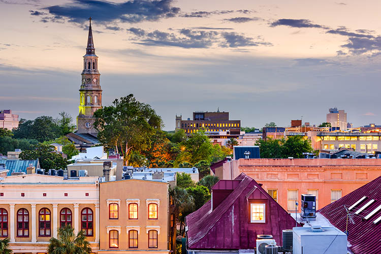 The colorful buildings of Charleston South Carolina