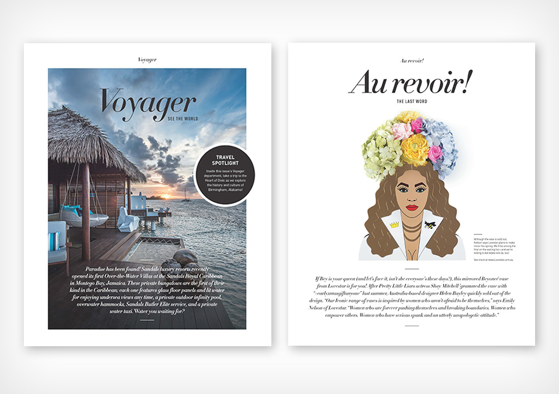 VIE Magazine Department pages Voyager and Au revoir