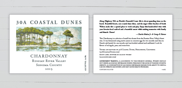 30A Coastal Dunes Wine Company Wine Label