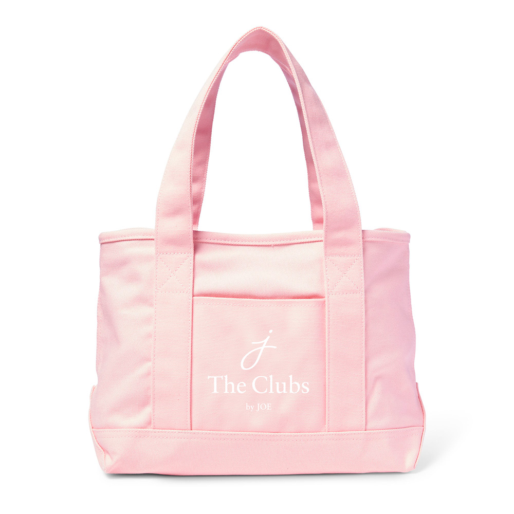 The Clubs by Joe logo on pink tote bag
