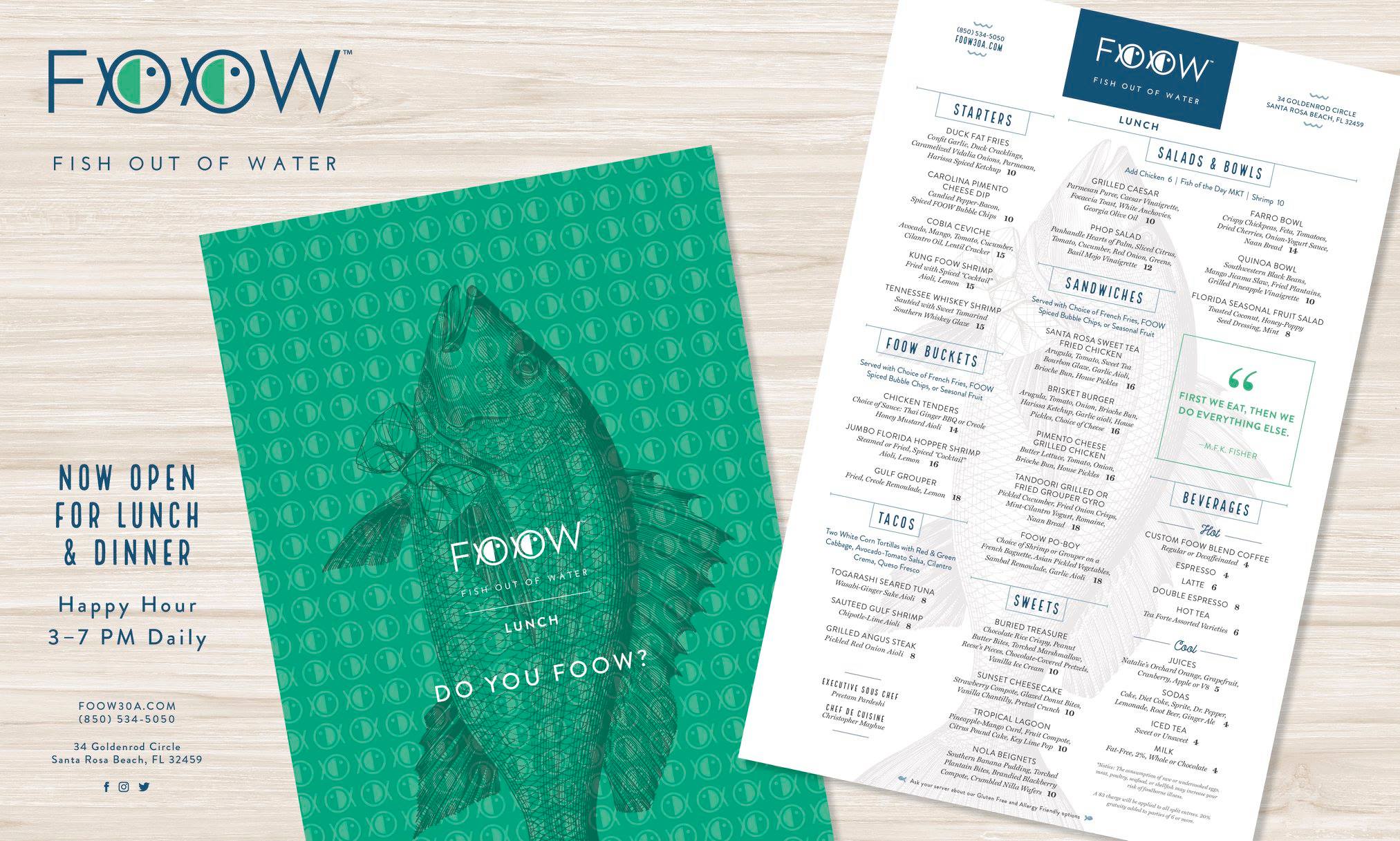 FOOW resturant menu design print ad by The Idea Boutique